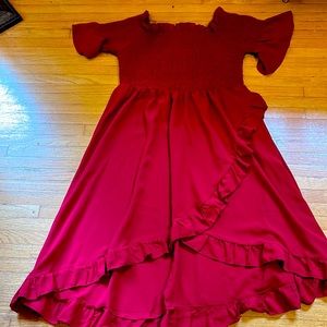NWOT! SHEIN Curve Deep Red Dress, Size 16, Romantic and Ruffled ♥️ Soooo cute